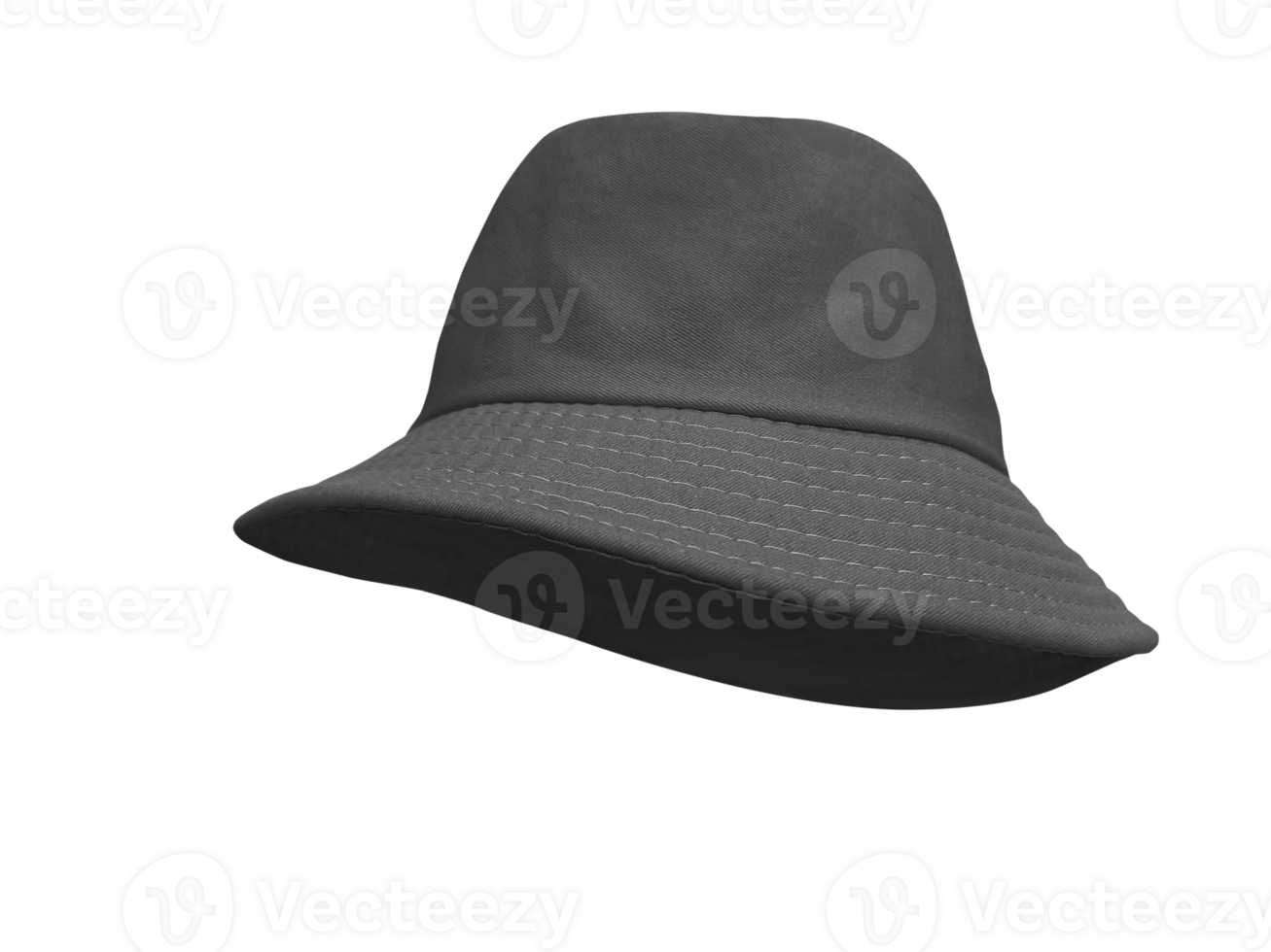 Black bucket hat isolated PNG transparent