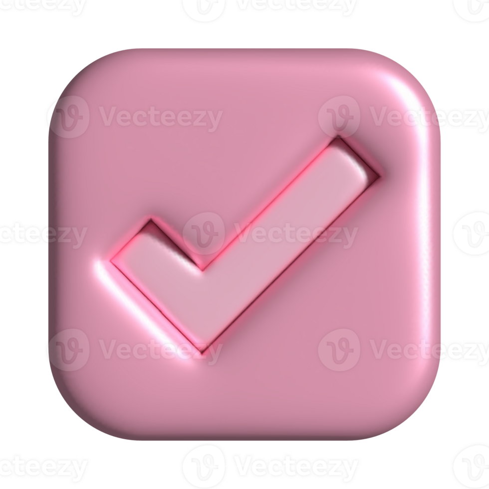 Pink 3D check-mark-icon accept approved icon agree sign png