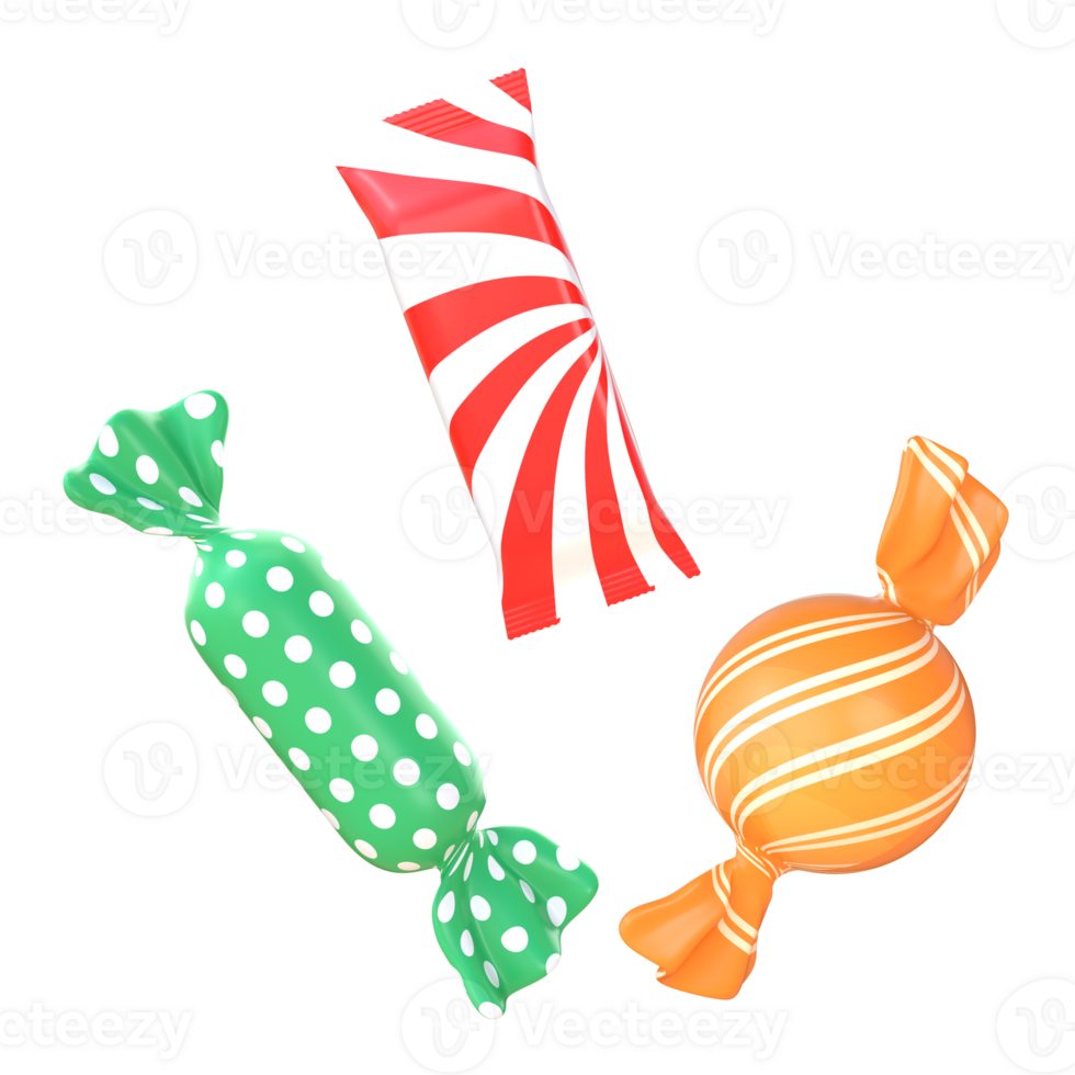 3D Rendering Colorful Candies png