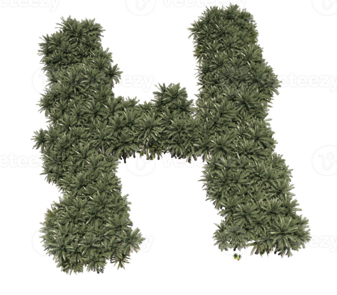 3d rendering illustration Letter of graphic design font a lot of tree concept for enviroment png