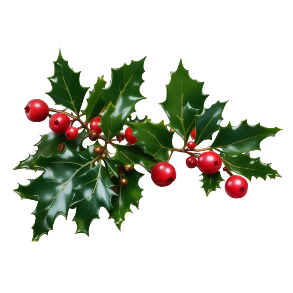 Holly leaves and berries Ai Generative png