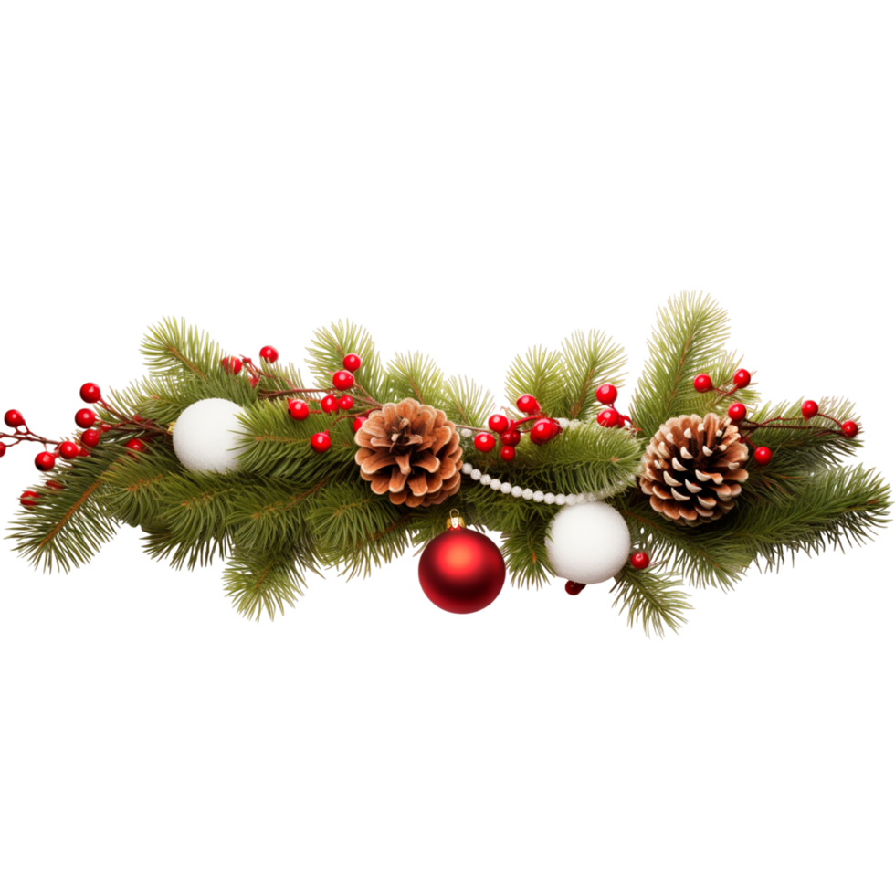 Christmas composition with fir tree branches and holiday Ai Generative png