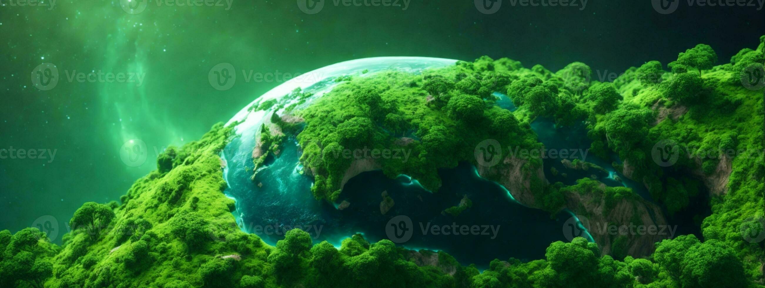 Green planet - Earth. AI generated photo