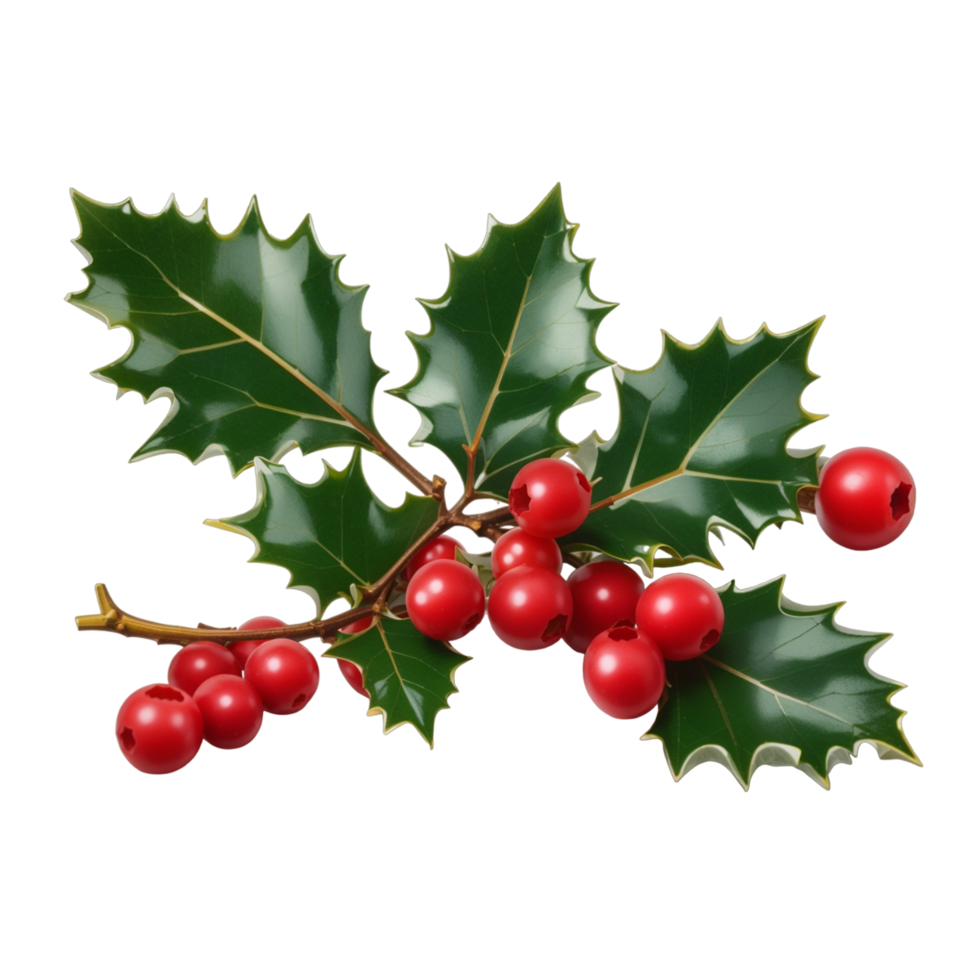 Holly leaves and berries Ai Generative png