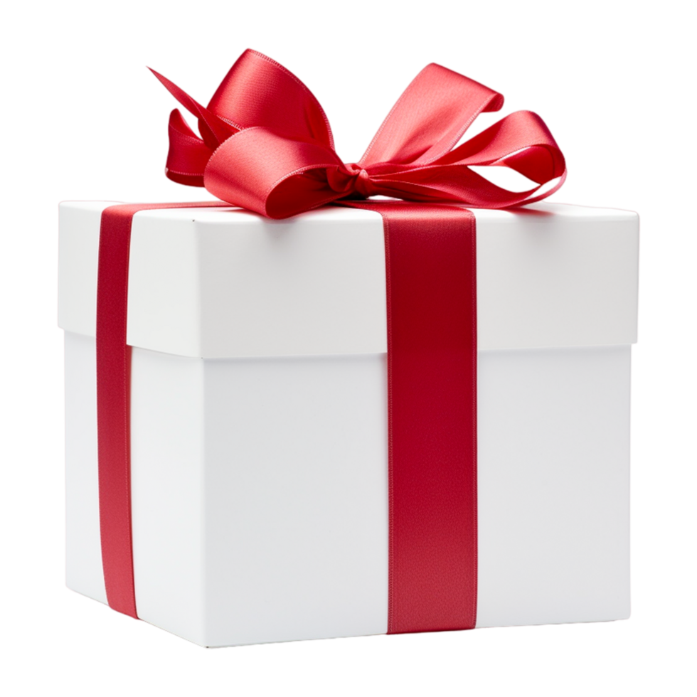 White gift box with red bow Ai Generative png