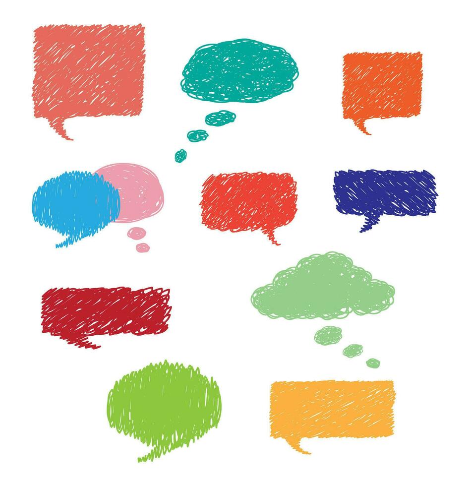 Scribble Doodle Speech And Thought Bubbles vector