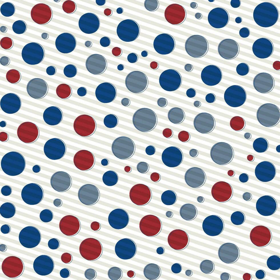 Red Blue Polka Dot Pattern with Stripes vector