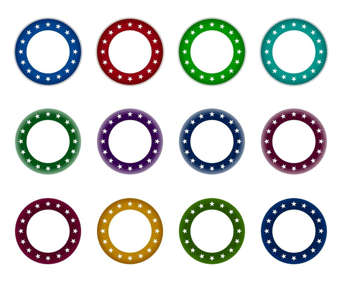 Colorful Badge Circle With Star vector