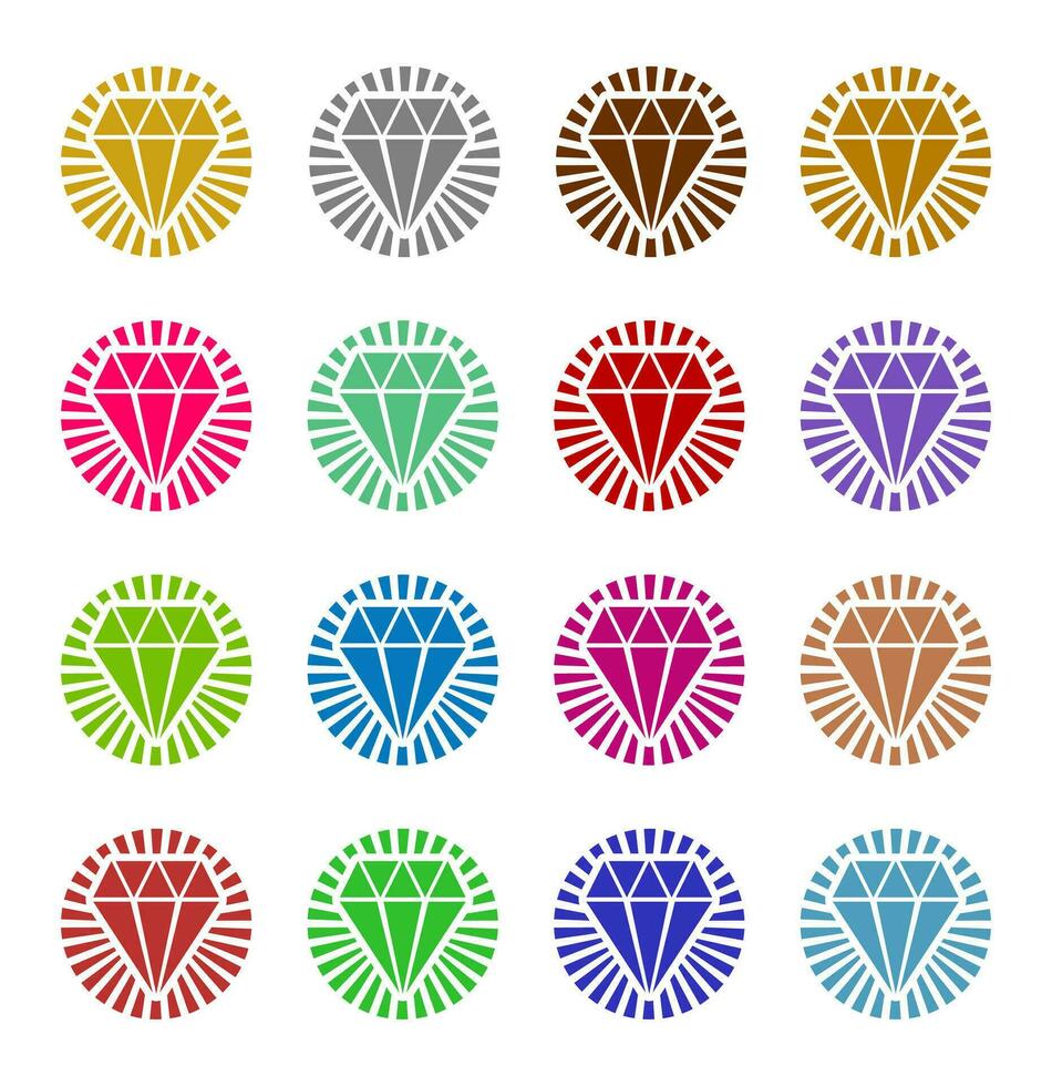 Colorful Diamond With Sunburst Vector Illustration