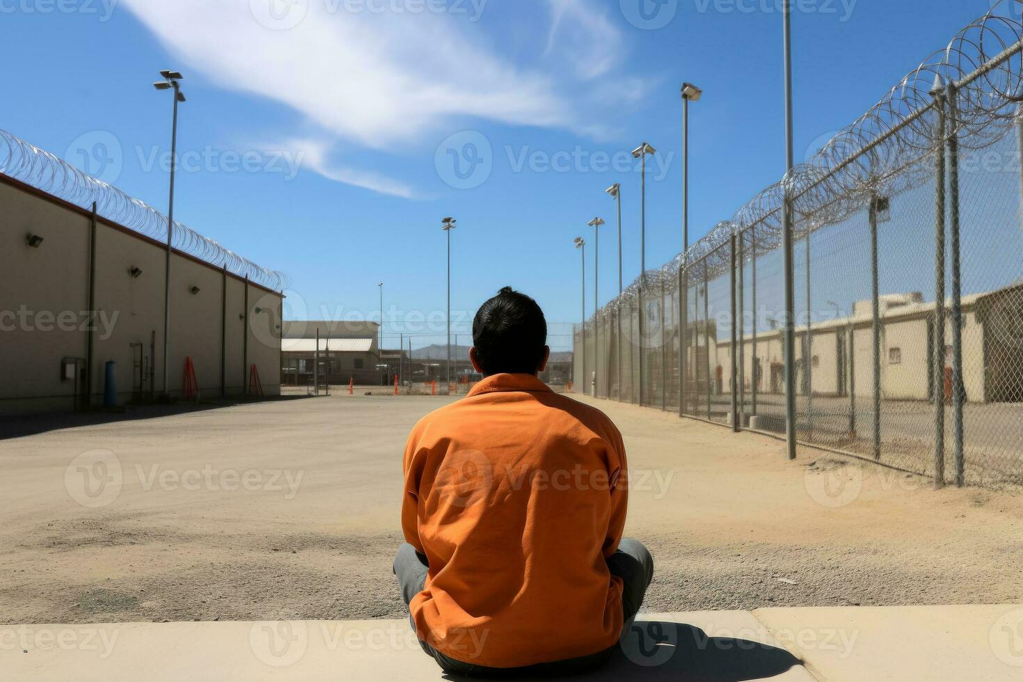 Resilient faces reflecting hope amidst despair in immigration detention centers photo