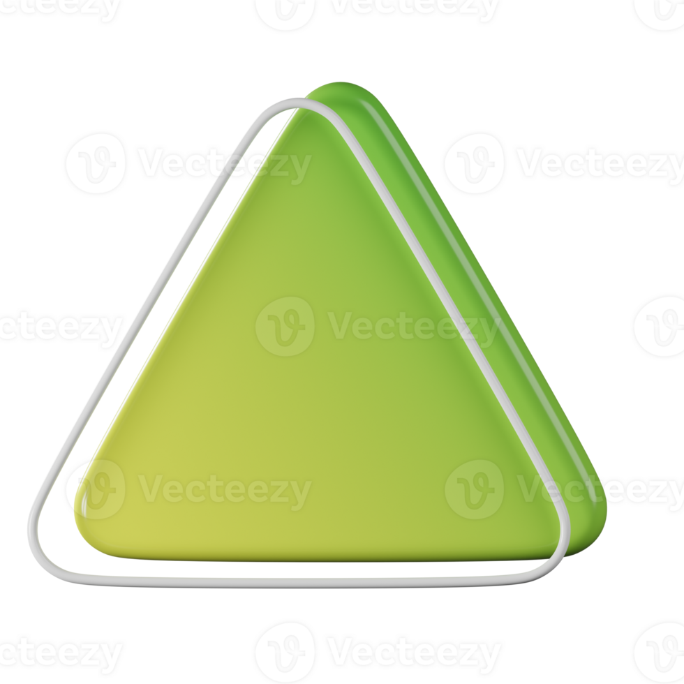 Triangle shape, yellow green gradient 3d rendering. png