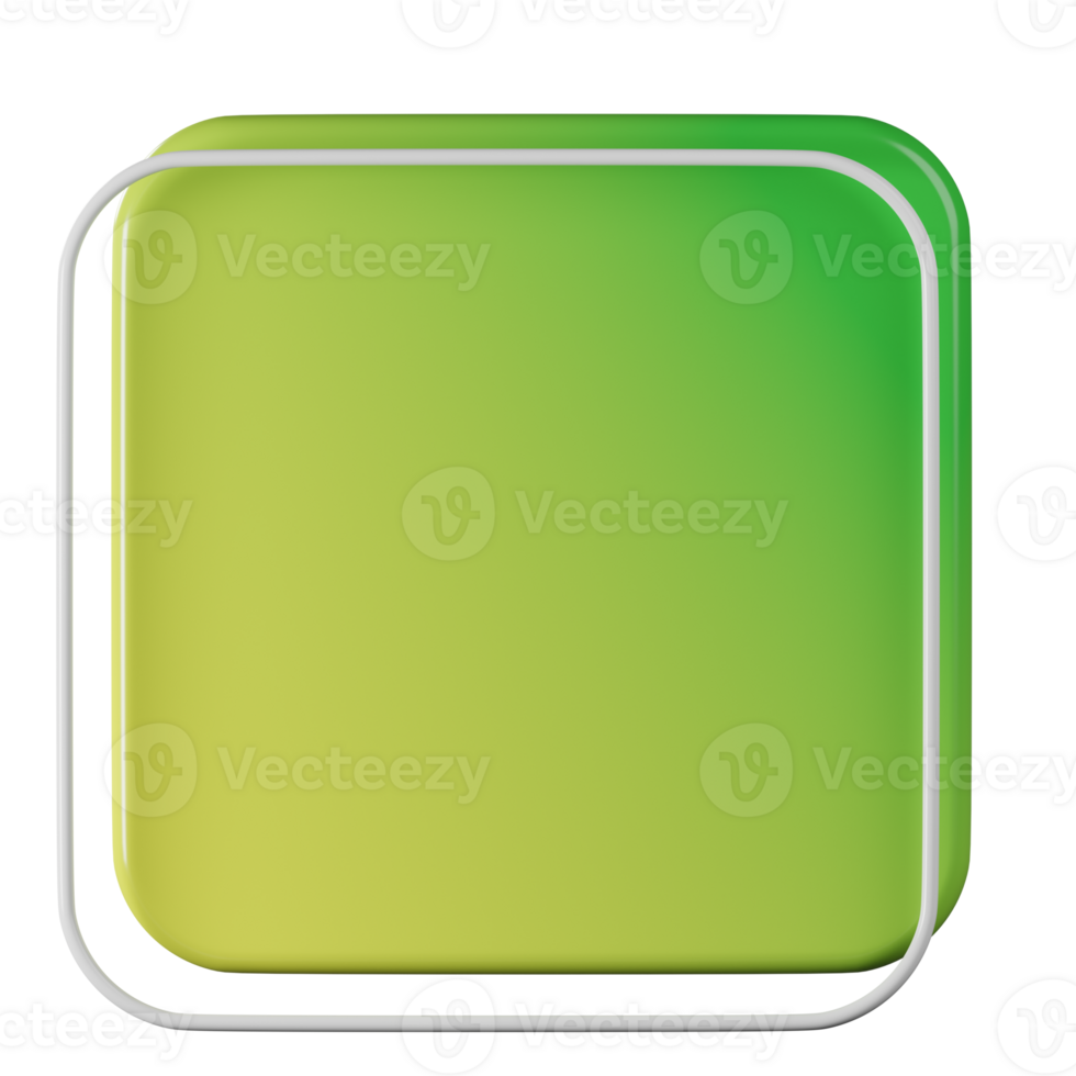 Square shape, yellow green gradient 3d rendering. png