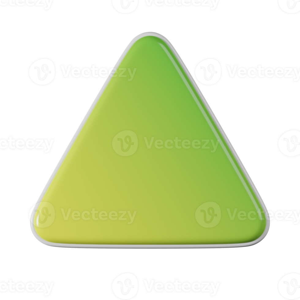 Triangle shape, yellow green gradient 3d rendering. png