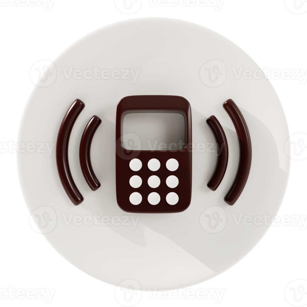 Telephone and sound icon 3d Rendering. png