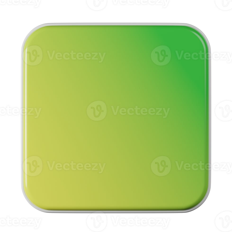 Square shape, yellow green gradient 3d rendering. png