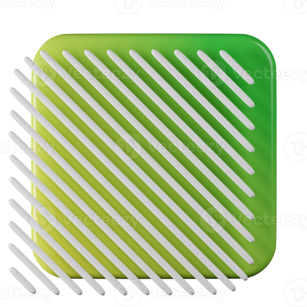Square shape, yellow green gradient 3d rendering. png