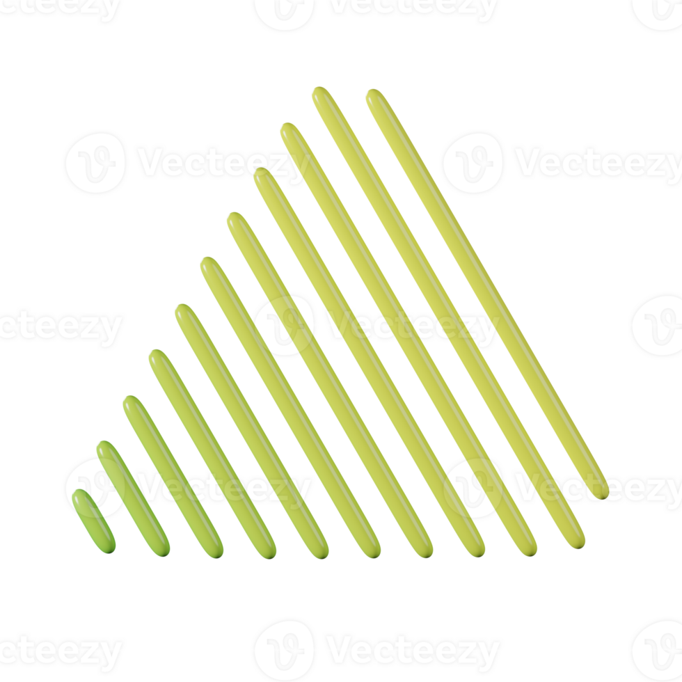 Triangle shape, yellow green gradient 3d rendering. png