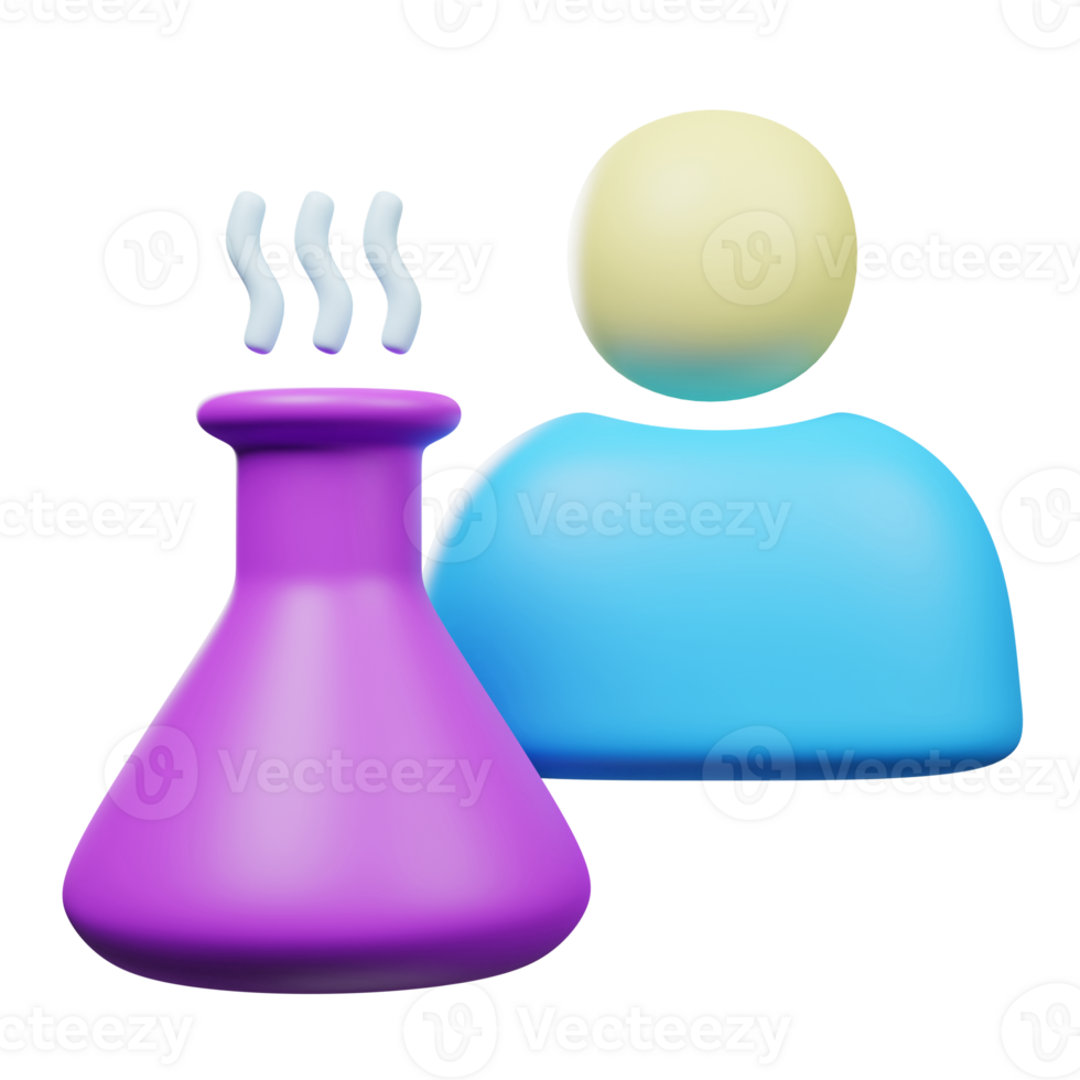 Scientist icon 3d Render isolated on transparent background png