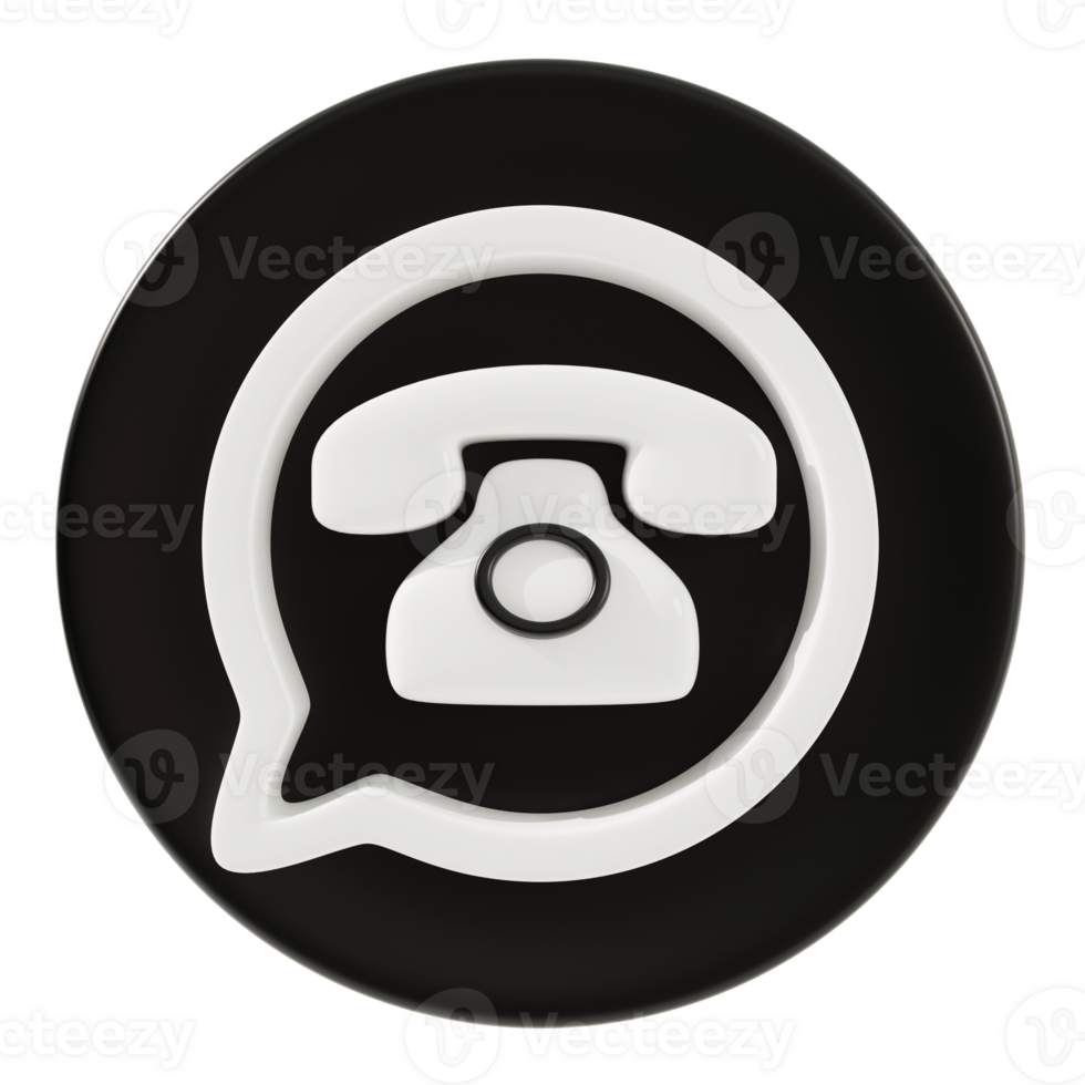 Telephone and bubble icon 3d rendering. png