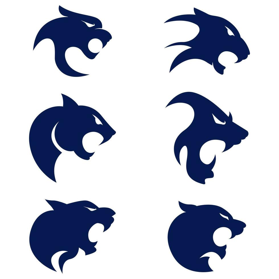wild animal head silhouette logo set vector
