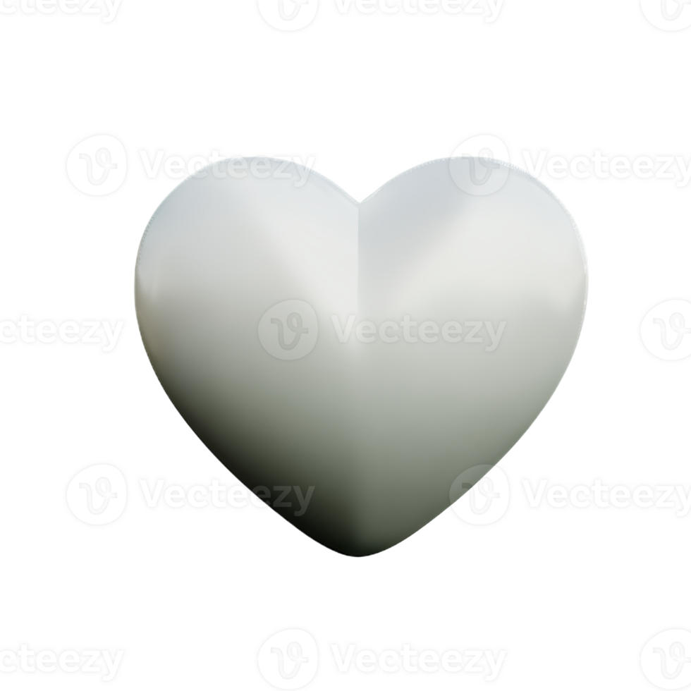 white heart 3d rendering icon illustration png