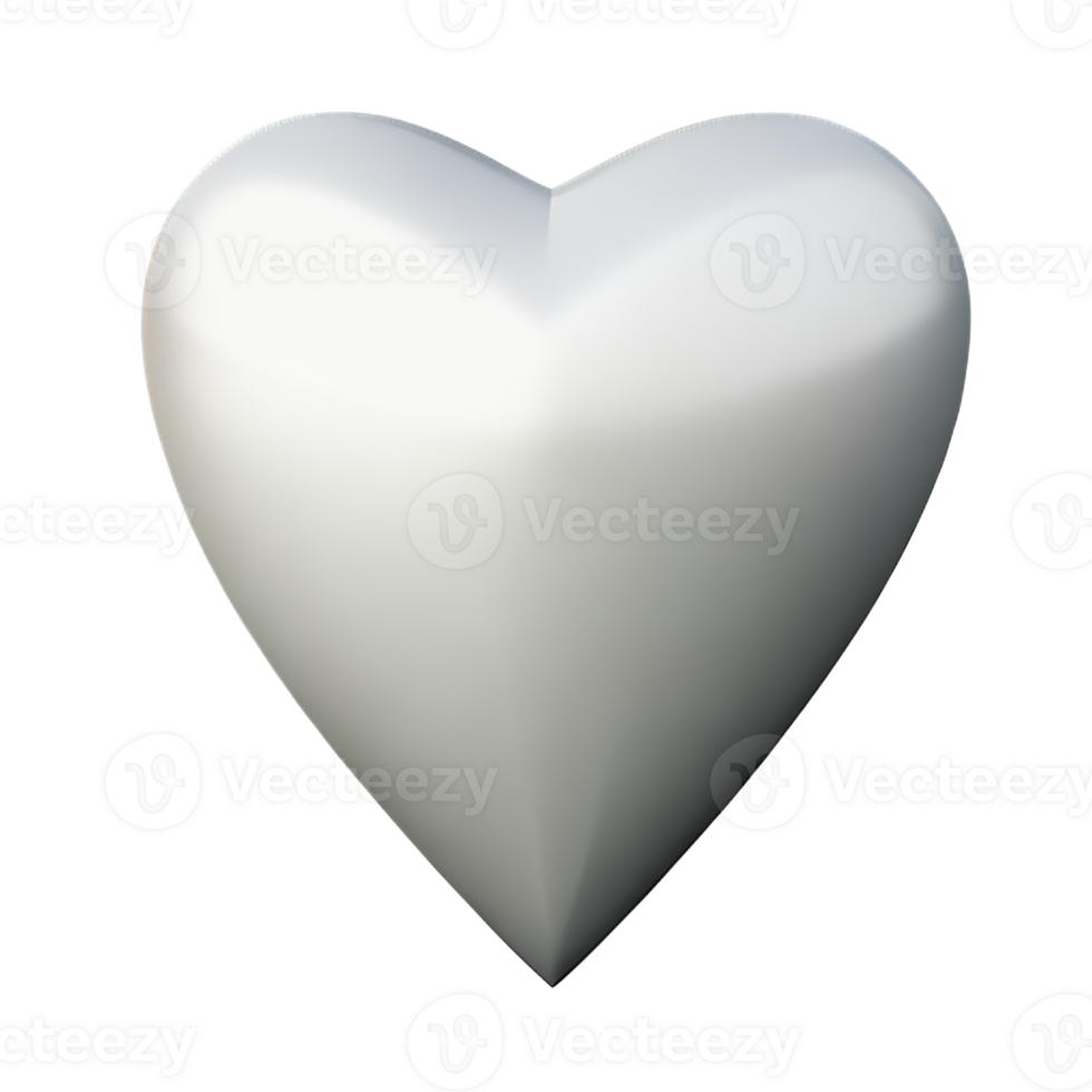 white heart 3d rendering icon illustration png