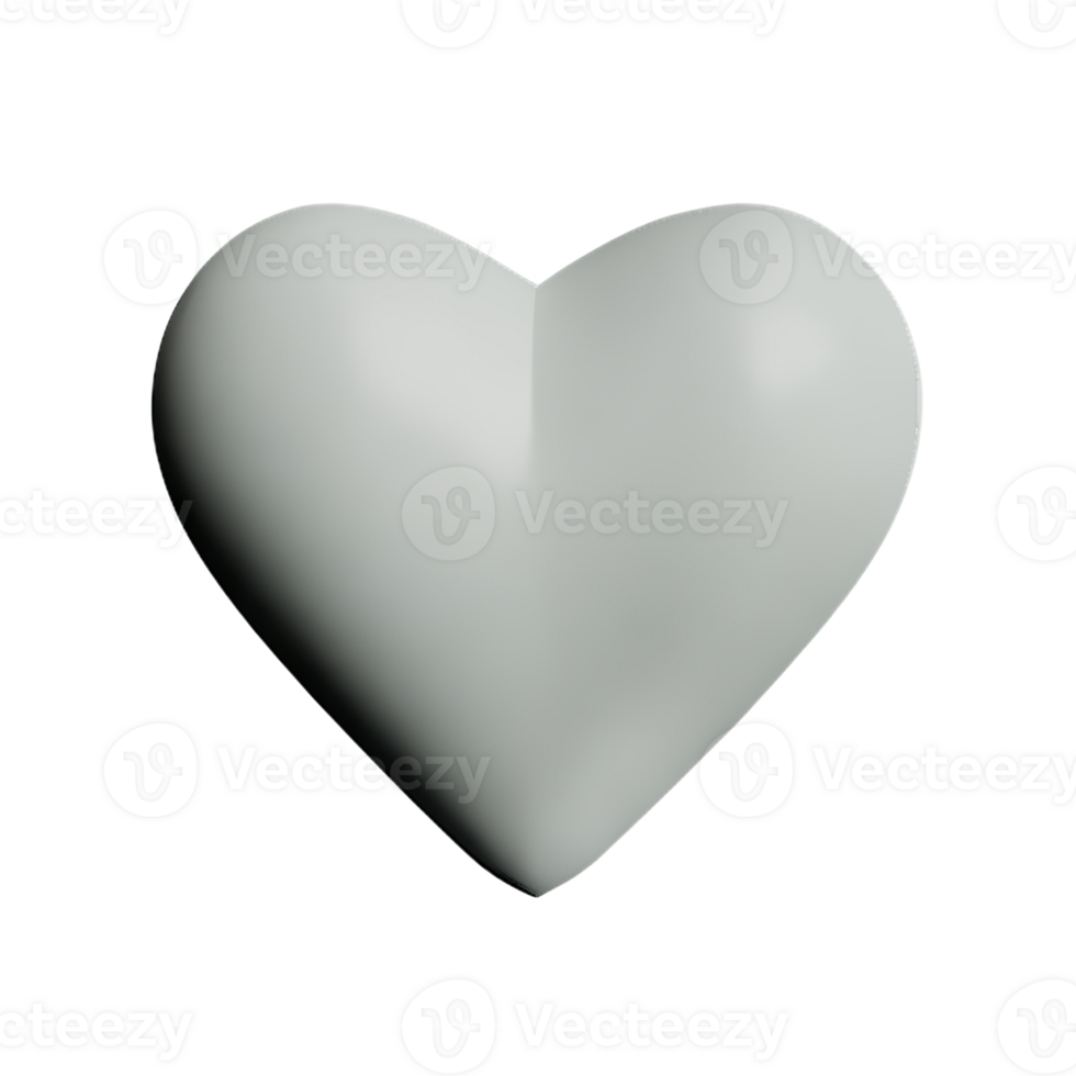 white heart 3d rendering icon illustration png