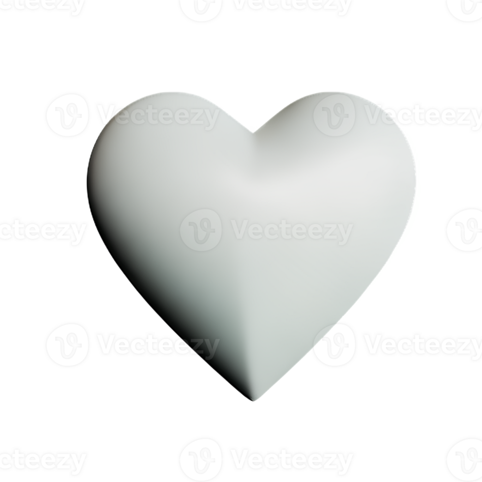 white heart 3d rendering icon illustration png