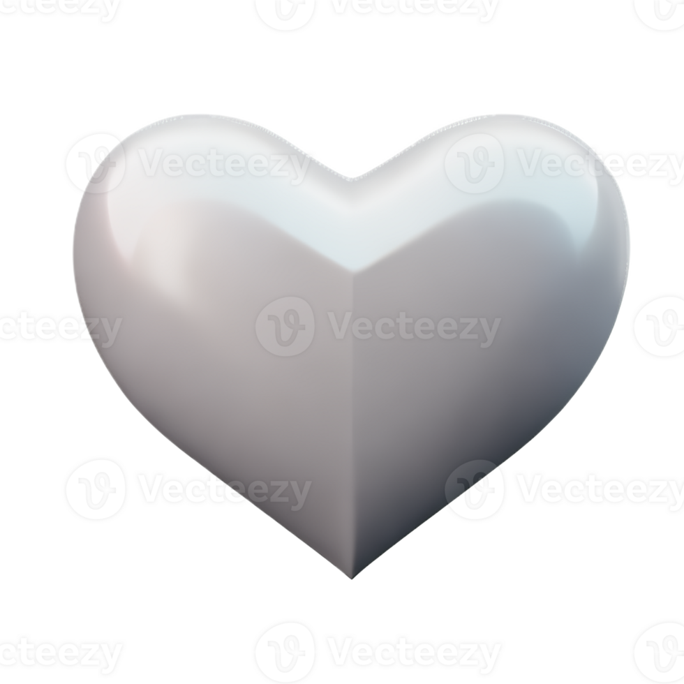 white heart 3d rendering icon illustration png
