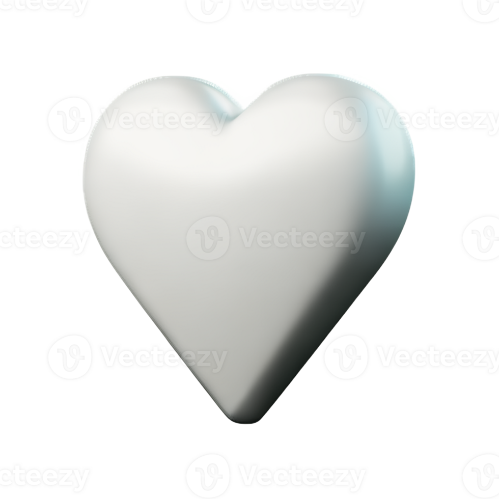 white heart 3d rendering icon illustration png