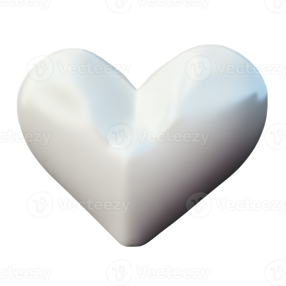 white heart 3d rendering icon illustration png