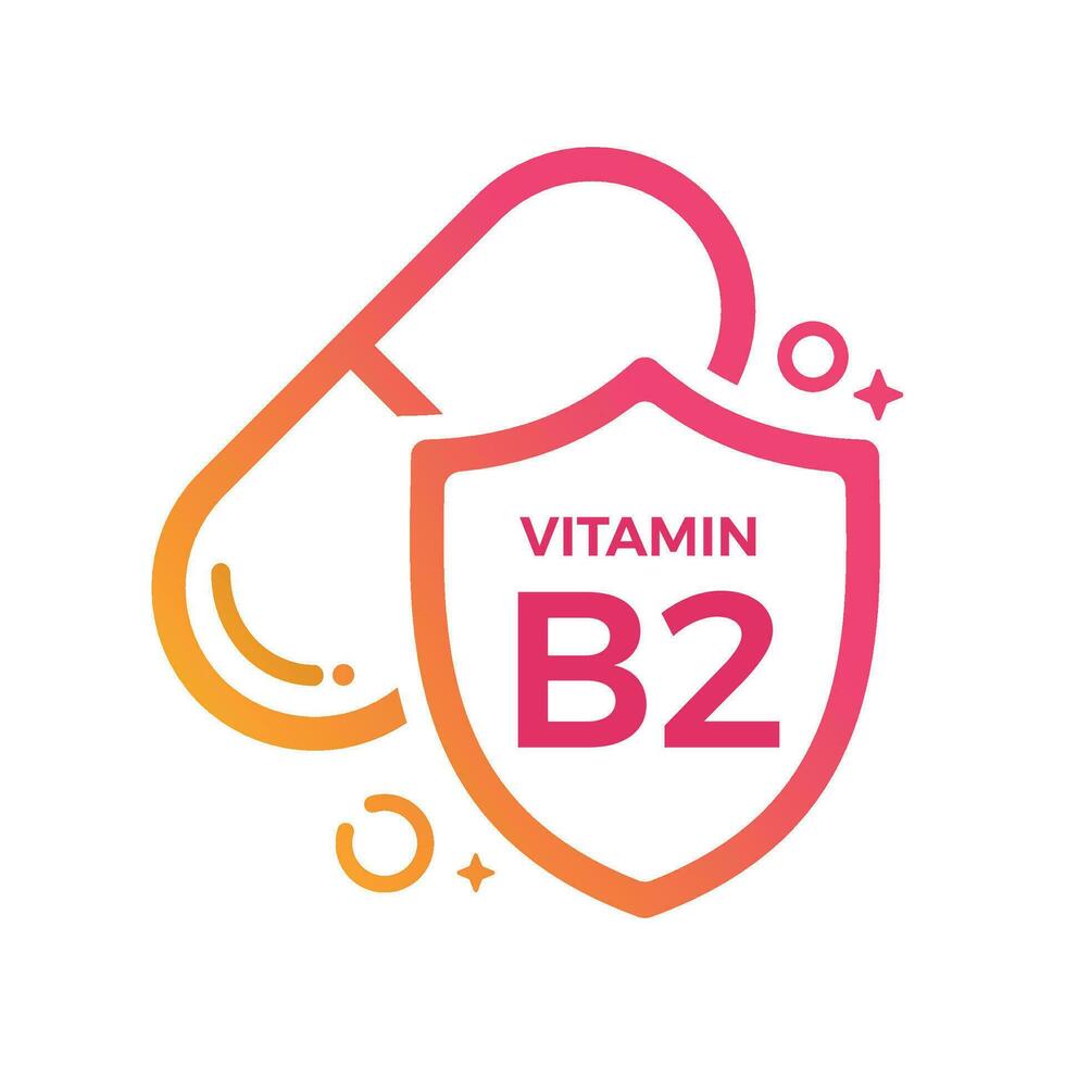 Vitamin B2 Pill Shield icon Logo Protection, Medicine heath Vector illustration
