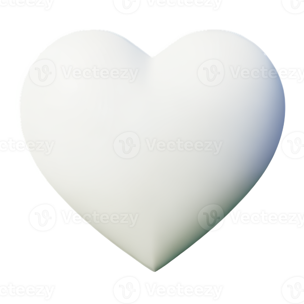 white heart 3d rendering icon illustration png