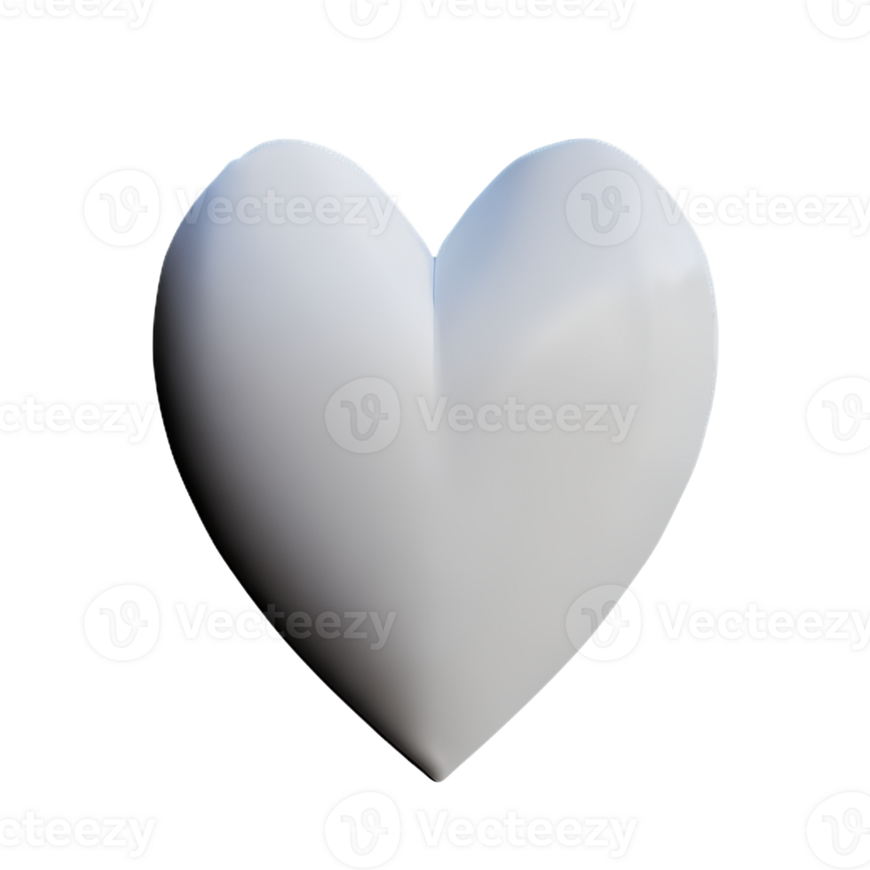 white heart 3d rendering icon illustration png