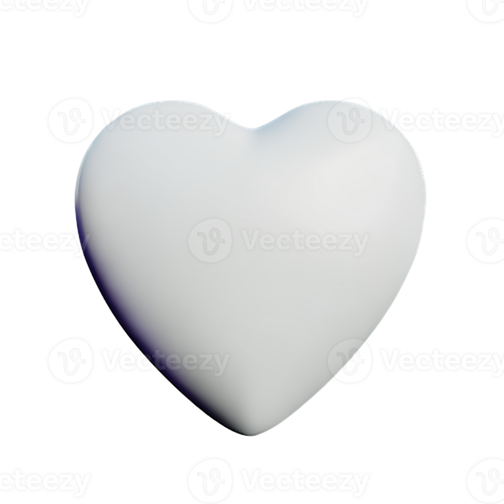 white heart 3d rendering icon illustration png