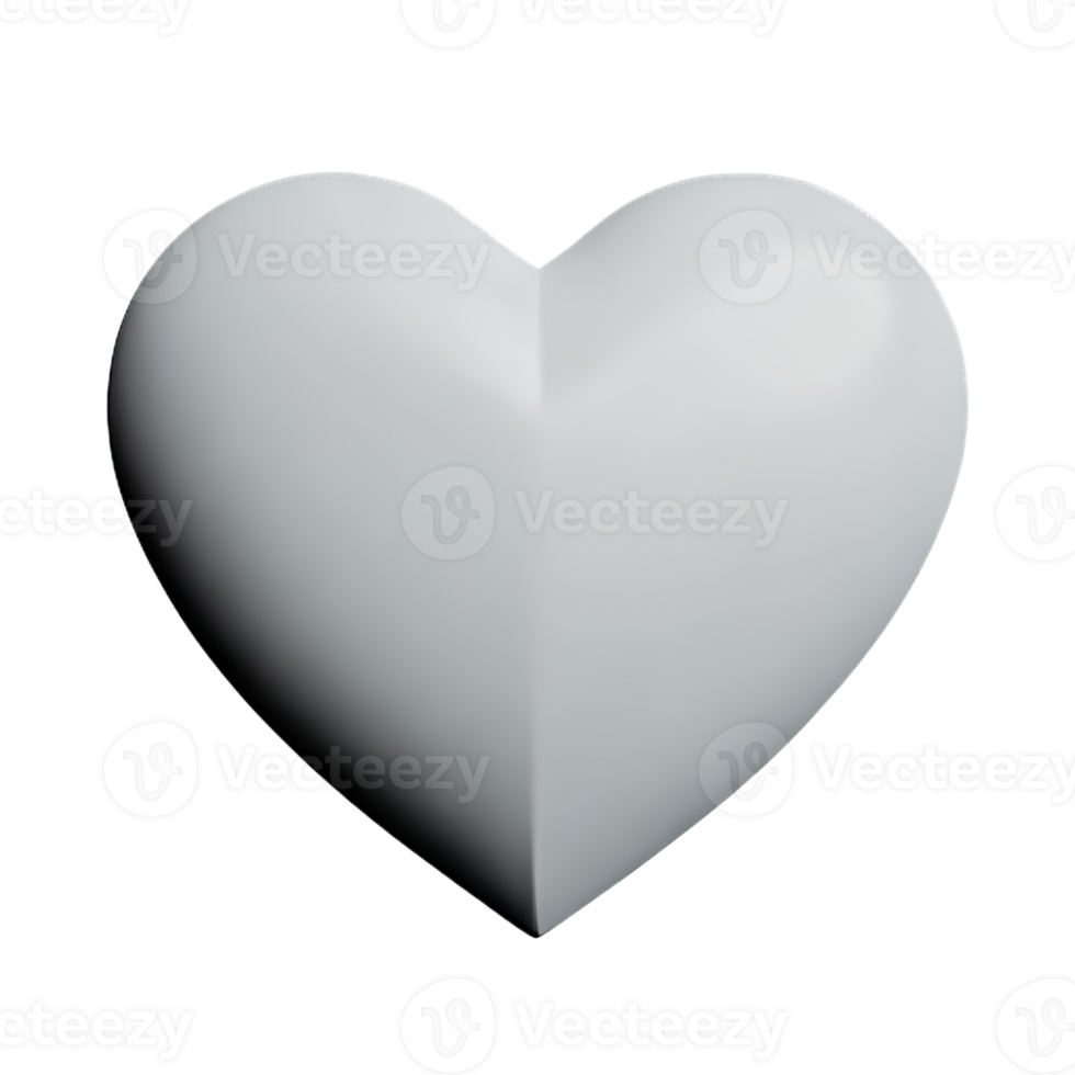 white heart 3d rendering icon illustration png