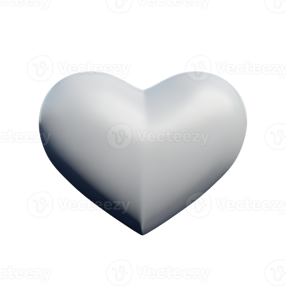 white heart 3d rendering icon illustration png
