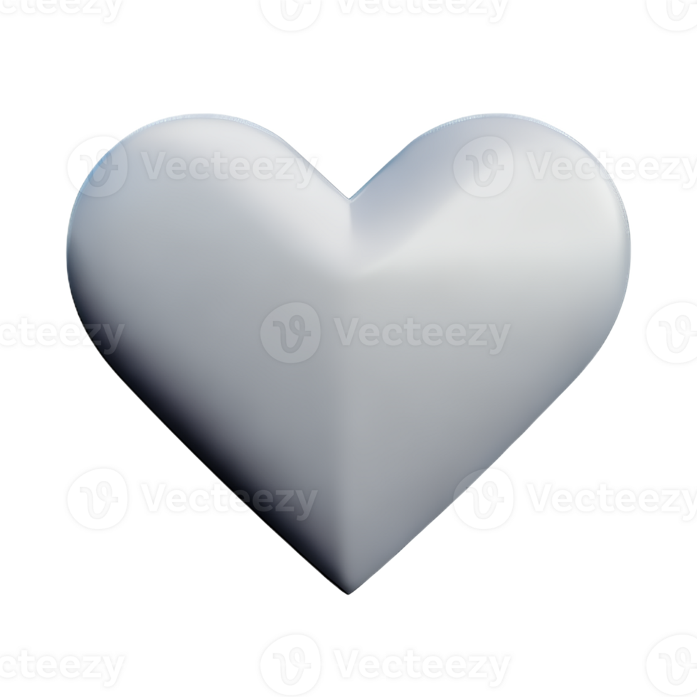white heart 3d rendering icon illustration png