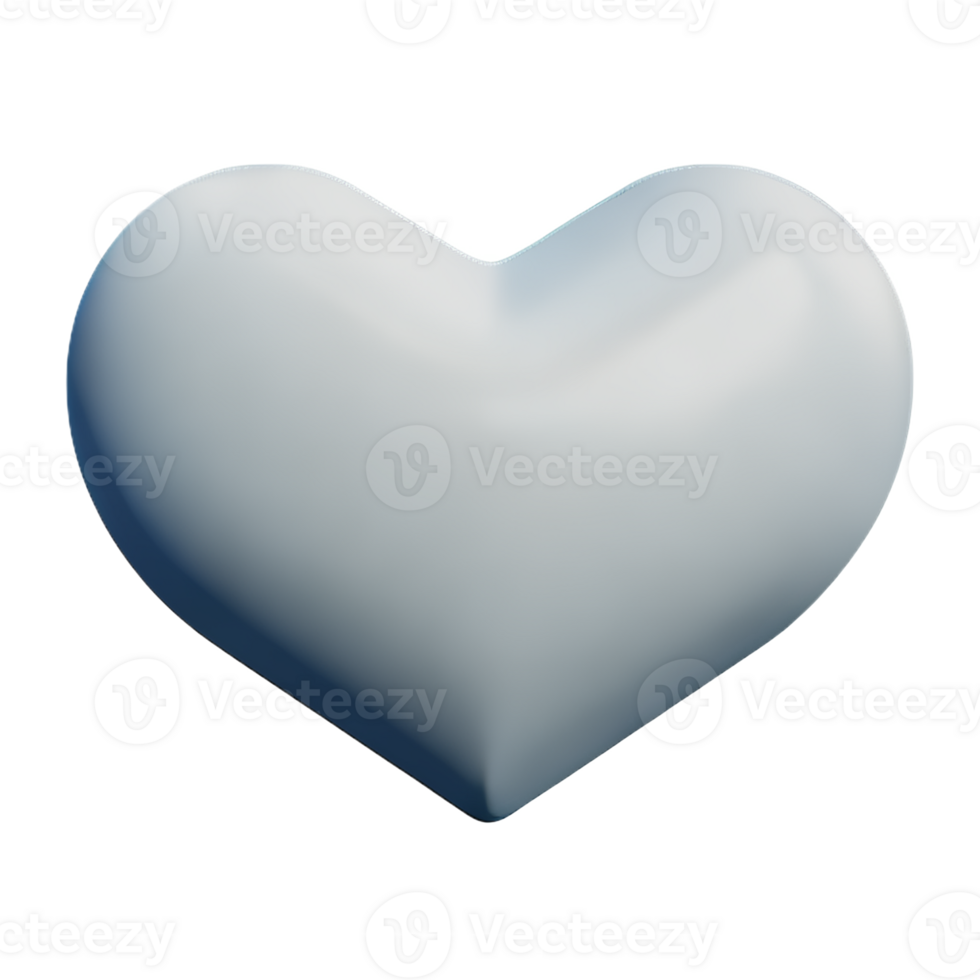 white heart 3d rendering icon illustration png