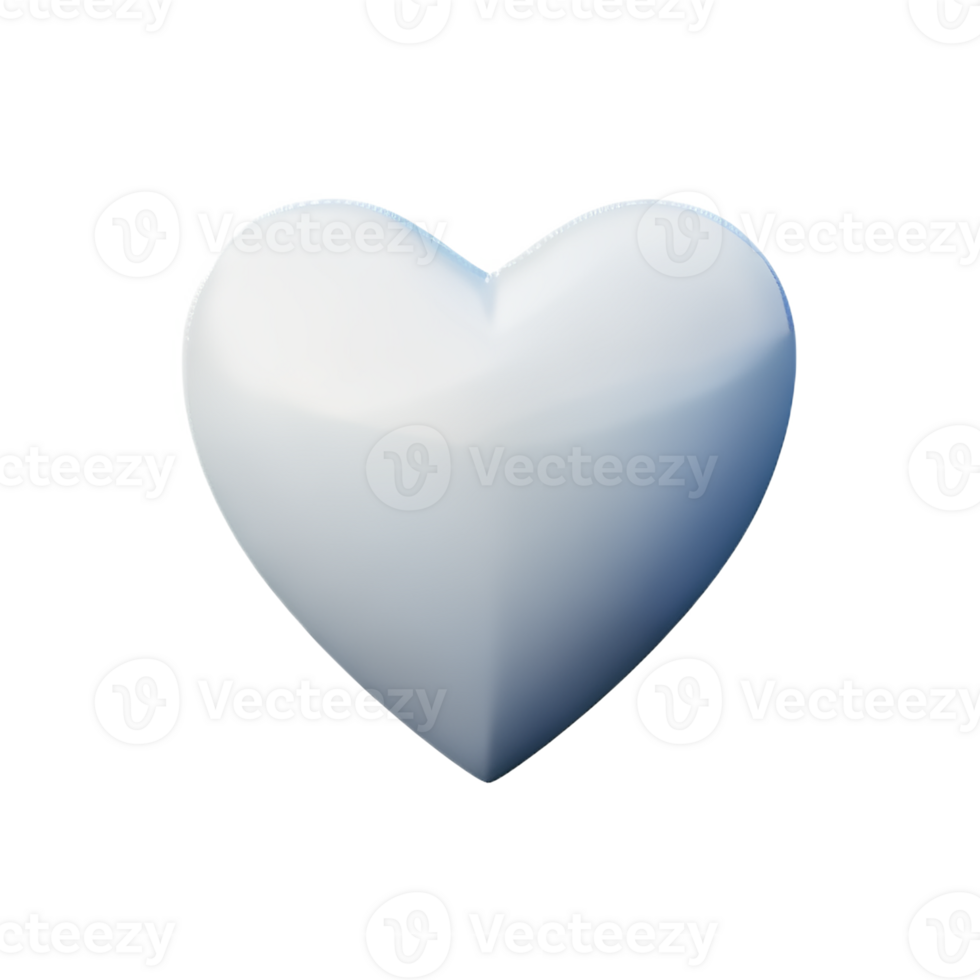 white heart 3d rendering icon illustration png