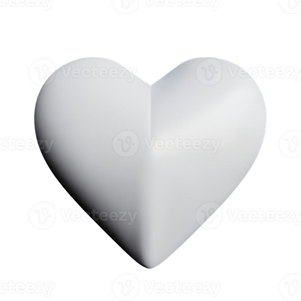 white heart 3d rendering icon illustration png