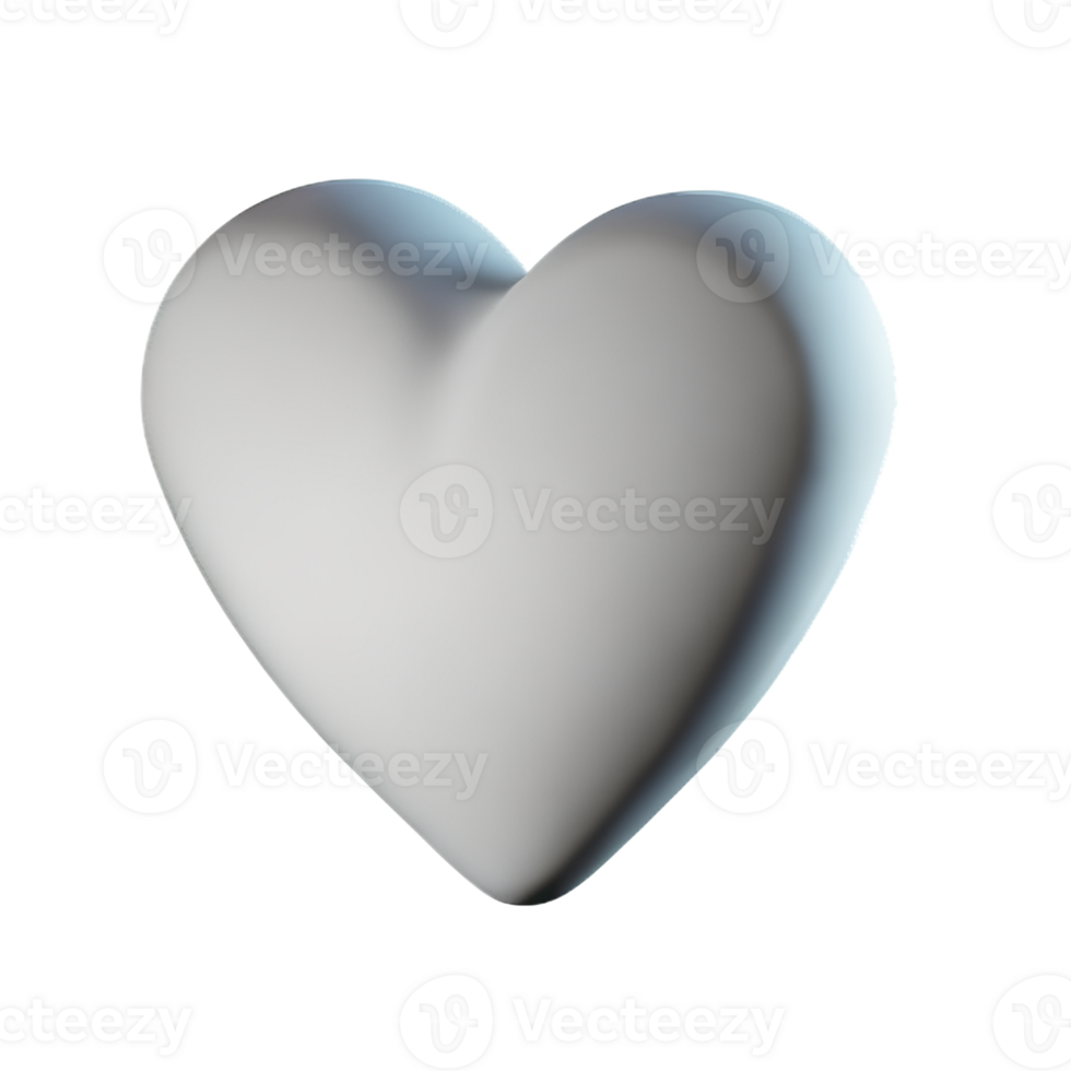 white heart 3d rendering icon illustration png