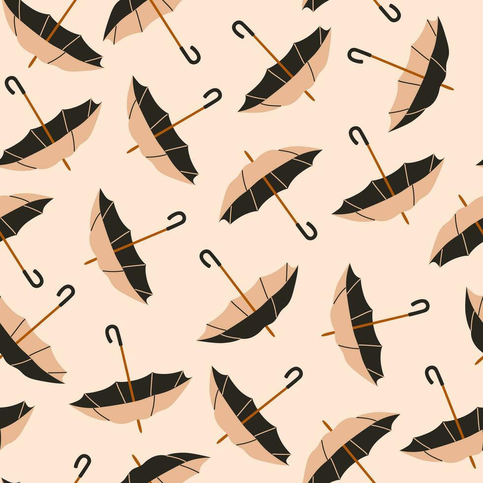 Abstract seamless pattern with open umbrellas. Trendy vector flat illustration