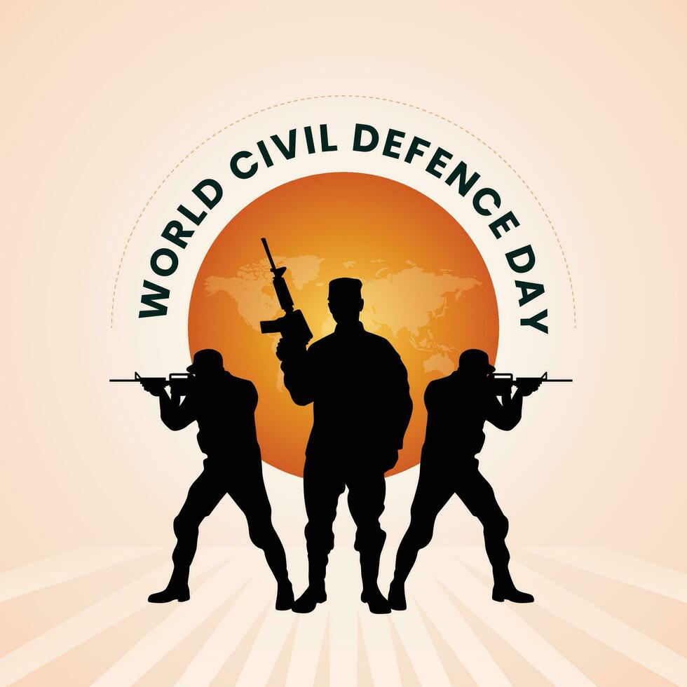 campeones de la seguridad brillar en mundo civil defensa día vector