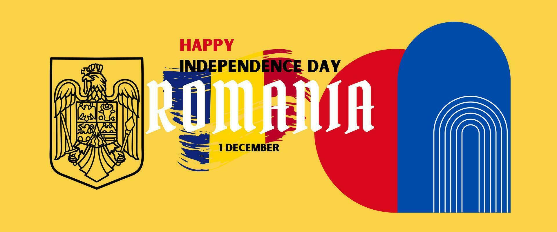 Romania national day for independence day anniversary, with maps of Romania and background of flag Romania. December 1 vector