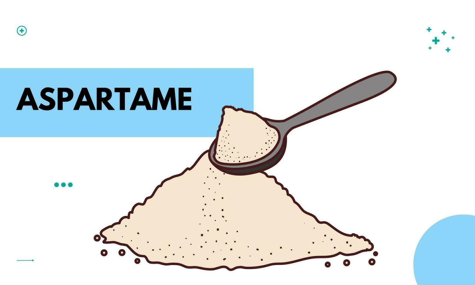 Aspartame is a low-calorie artificial sweetener that is approximately 100 times sweeter than sugar. Sweetener products vector