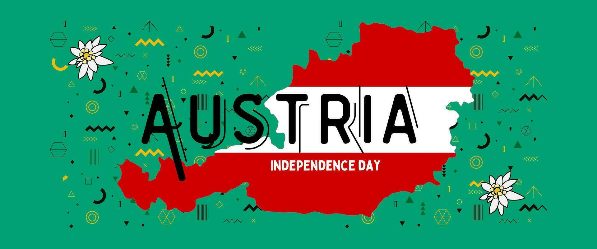 Austria national day banner for independence day anniversary. Flag of Austria and modern geometric retro abstract design. Red and white concept. vector