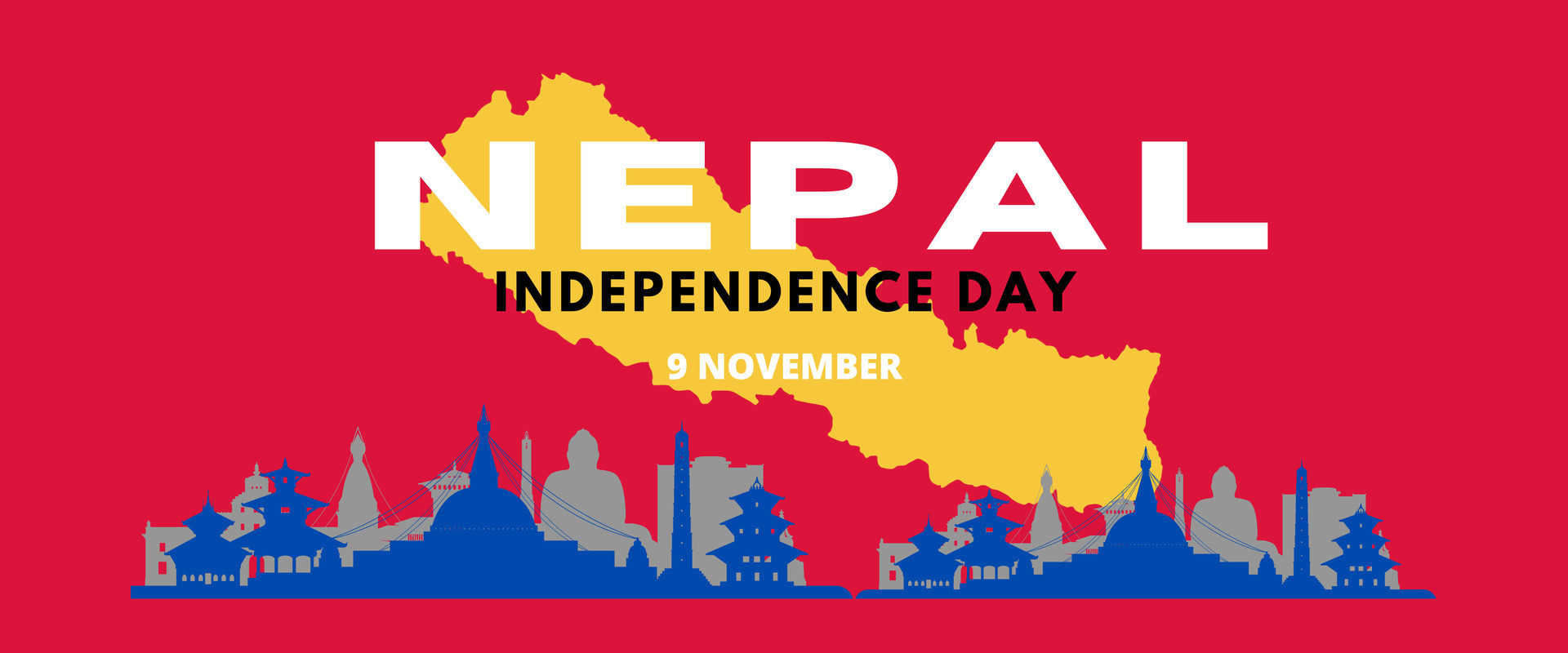 Nepal national day banner for independence day anniversary. Flag of