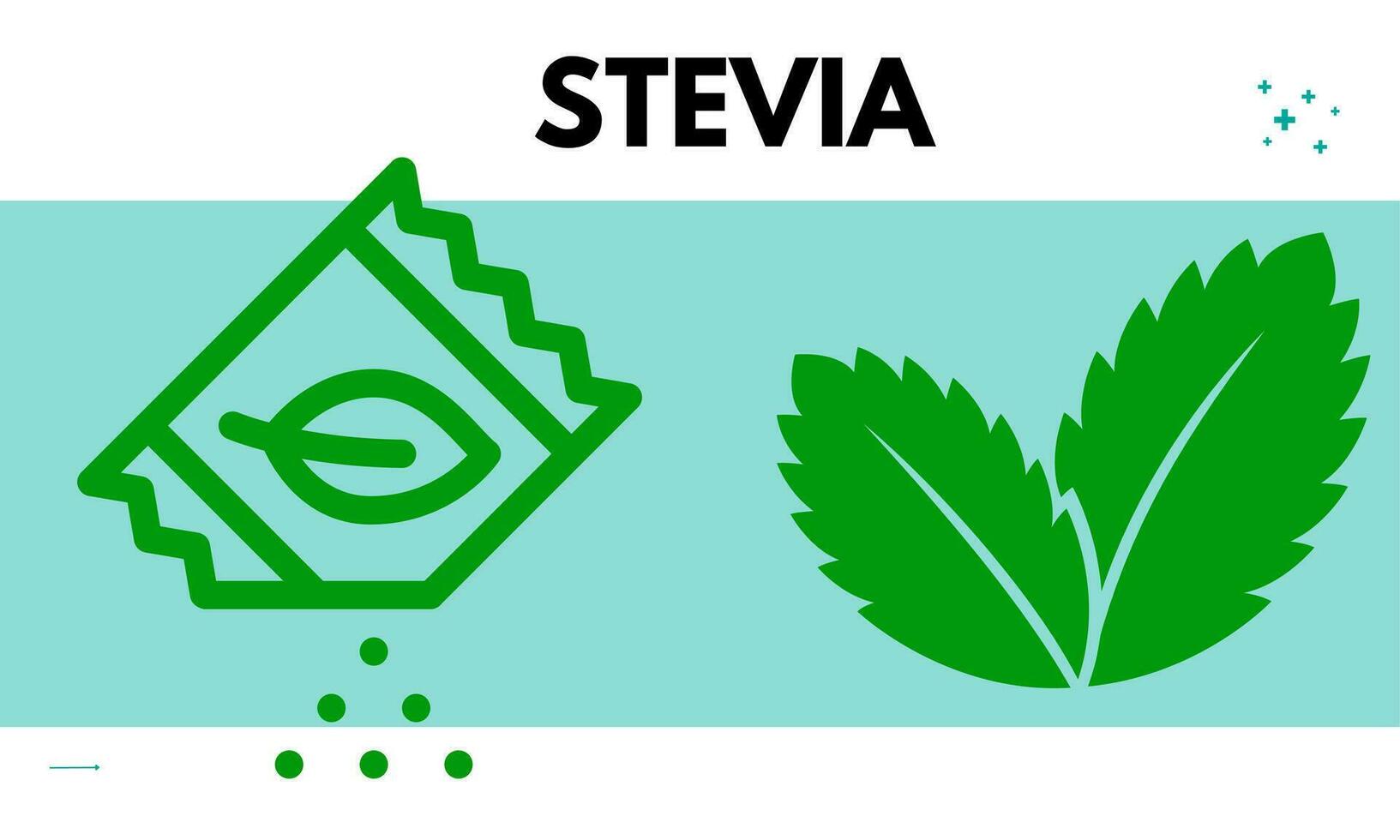 Stevia sweetener sugar substitute vector healthy product icons and labels illustration