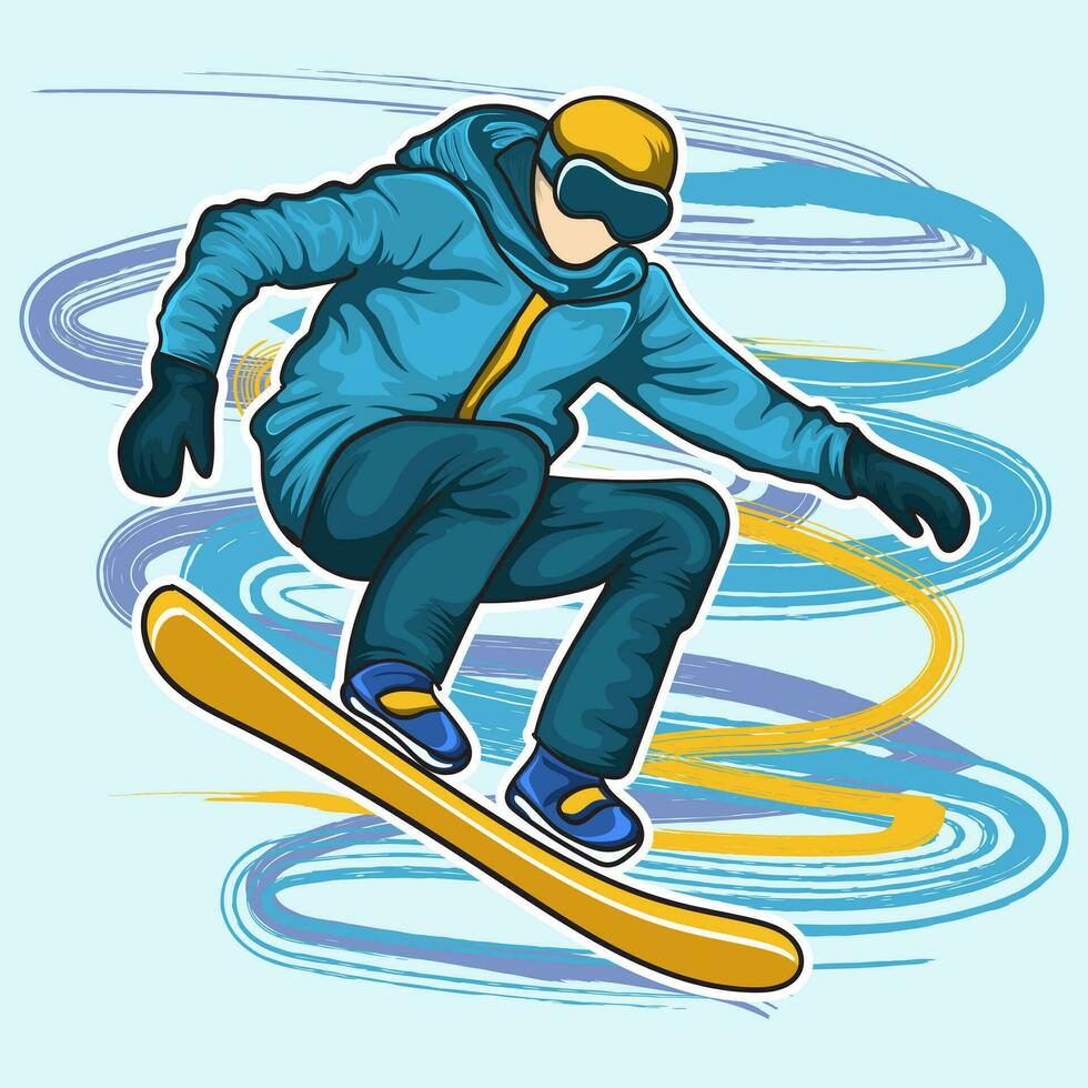 Snowboarding vector diseño vistoso ilustración.